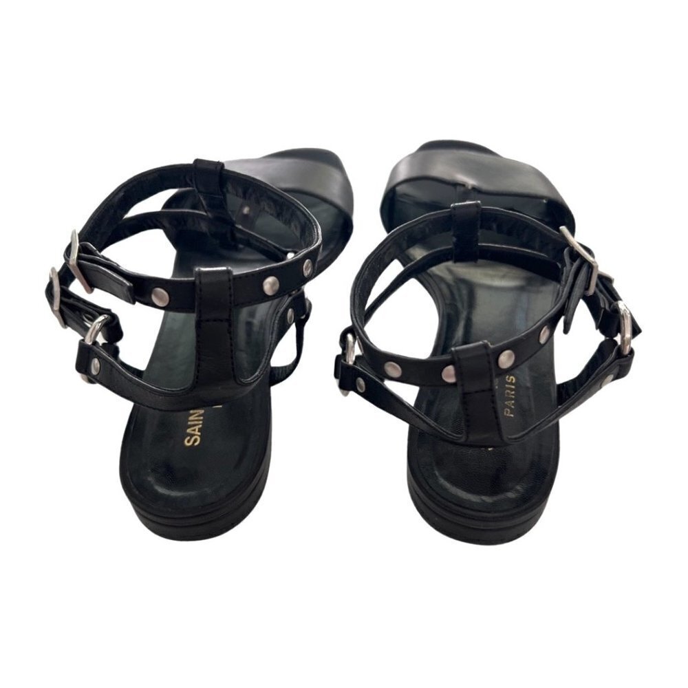 Saint Laurent black leather studded sandals size 38 - Picture 4 of 5